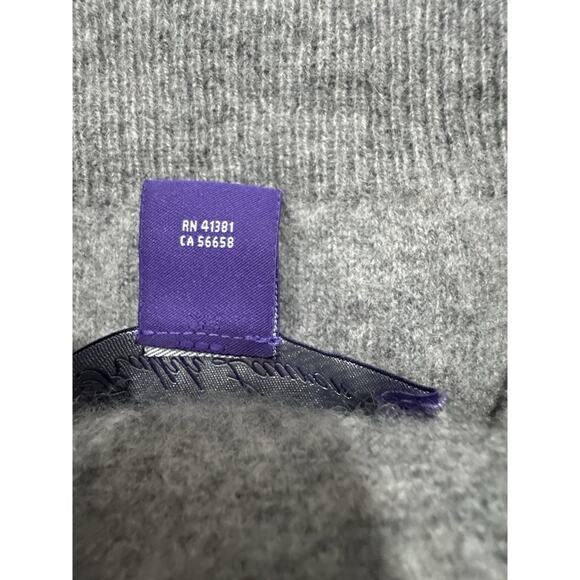 RALPH LAUREN PURPLE LABEL EAGLE 100% CASHMERE SWEATER Embroidered Gray  Sweater, - Picture 6 of 7